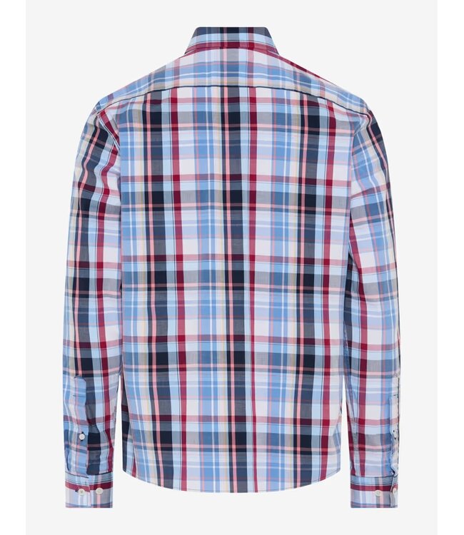 Modern Fit Blue Burgundy Plaid Shirt