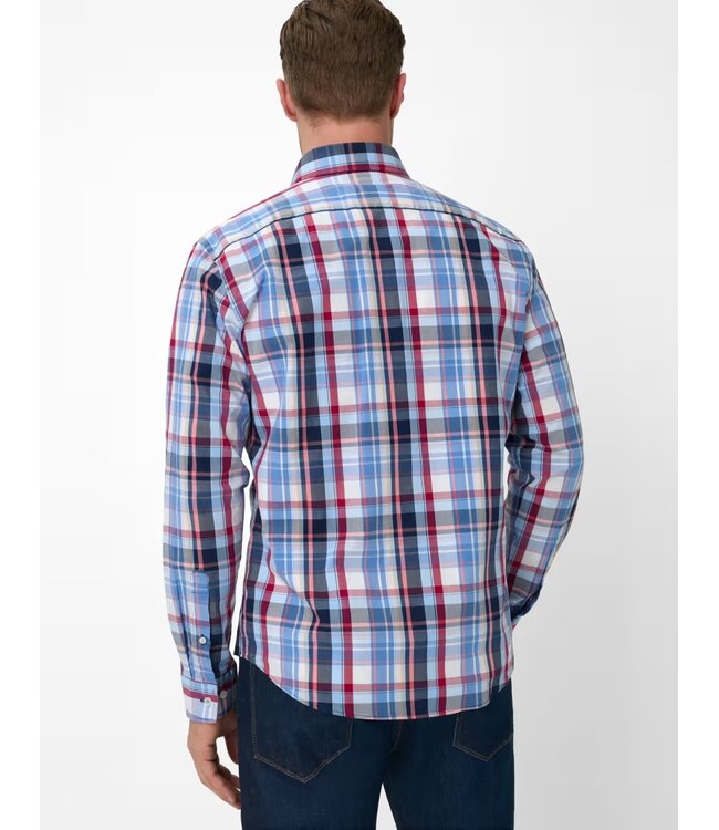Modern Fit Blue Burgundy Plaid Shirt