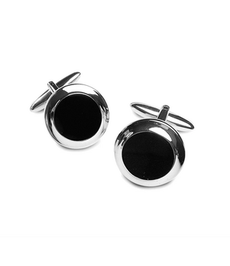 DION Round Black Insert Cufflinks