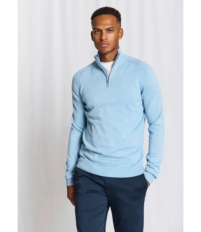 Light Blue Ilario 1/4 Zip Sweater