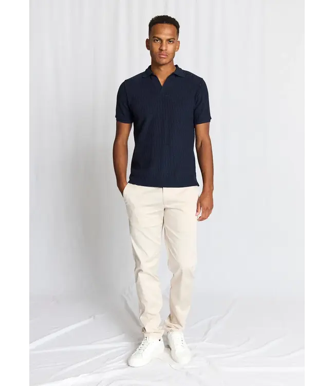 Navy Self Striped Santino Polo