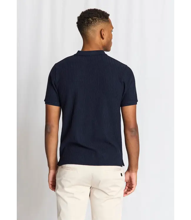 Navy Self Striped Santino Polo