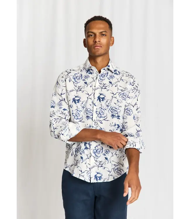 Modern Fit White Floral Mengel Shirt