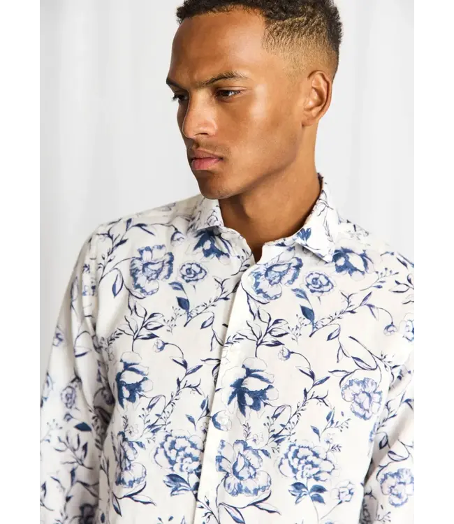 Modern Fit White Floral Mengel Shirt