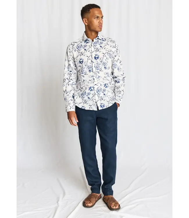 Modern Fit White Floral Mengel Shirt