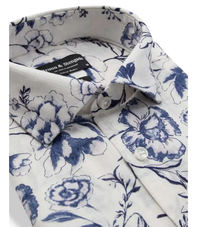 Modern Fit White Floral Mengel Shirt