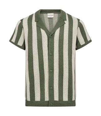 BRUUN & STENGADE Green White Romeo Full Button Knit