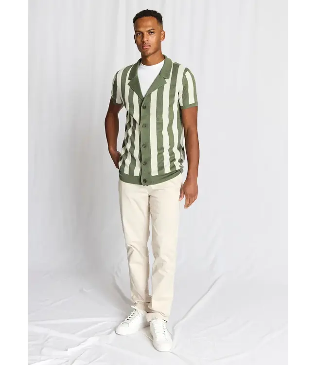 Green White Romeo Full Button Knit