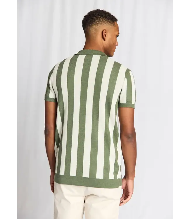 Green White Romeo Full Button Knit