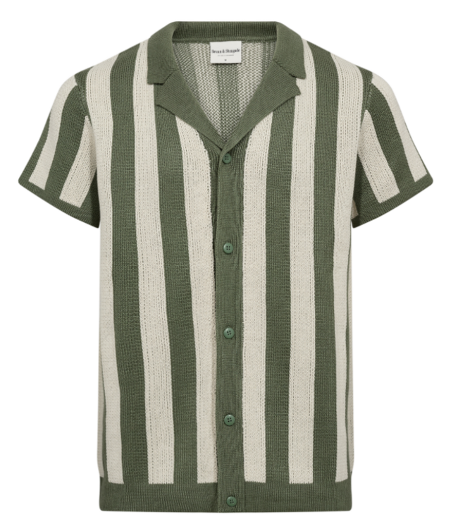 Green White Romeo Full Button Knit