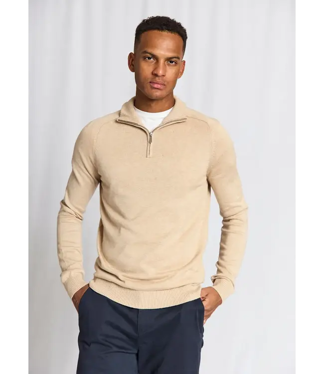 Beige Ilario 1/4 Zip Sweater