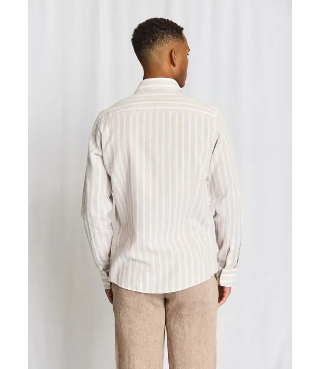 Modern Fit Sand White Burgos Striped Shirt