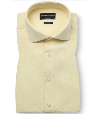 BRUUN & STENGADE Modern Fit Yellow Tahaka Shirt