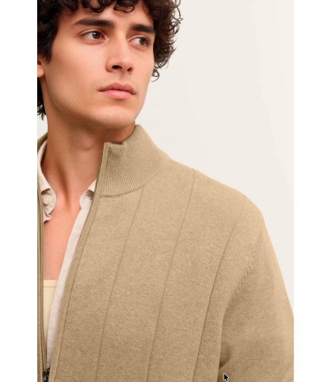 Tan Full Zip Sweater