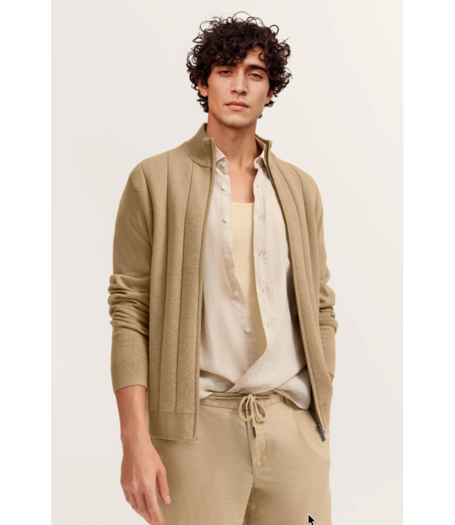 Tan Full Zip Sweater