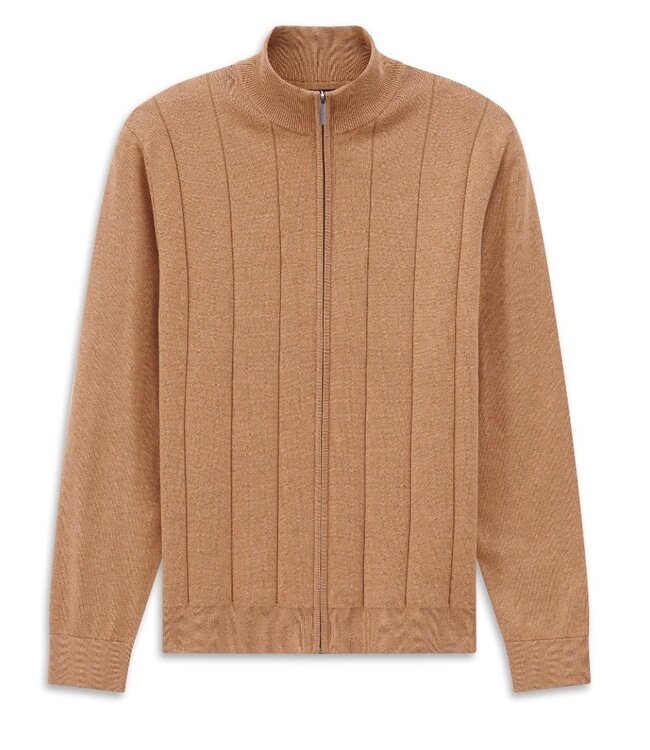 Tan Full Zip Sweater