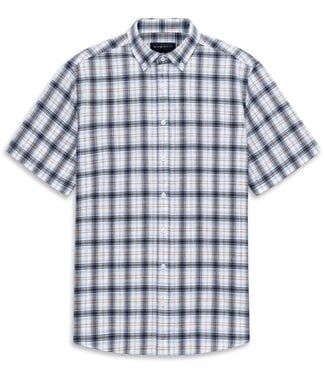 BUGATTI Modern Fit Blue Tan Plaid Shirt