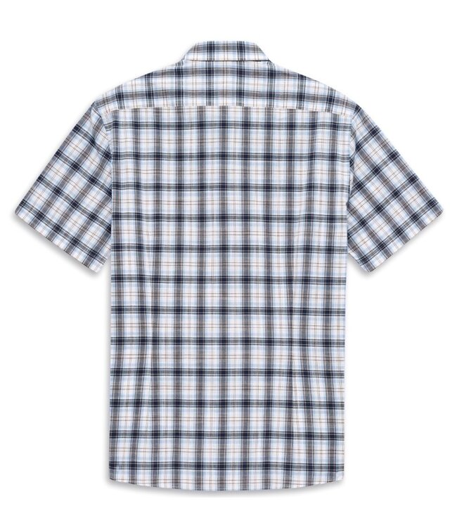 Modern Fit Blue Tan Plaid Shirt