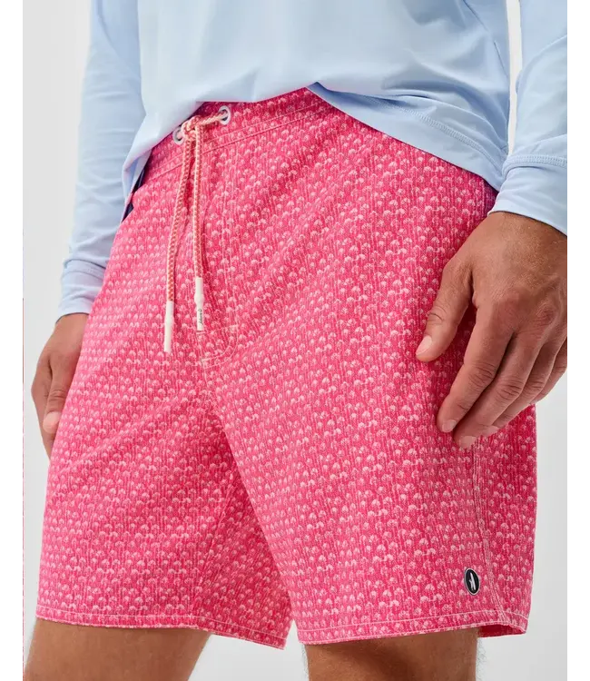 Dahlia Red Scallop Swim Trunks