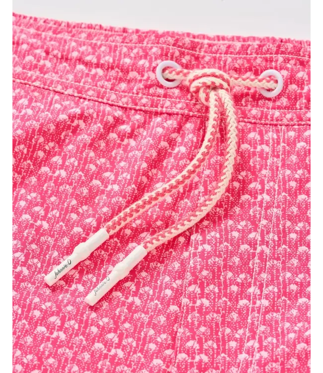 Dahlia Red Scallop Swim Trunks
