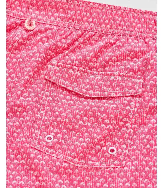 Dahlia Red Scallop Swim Trunks