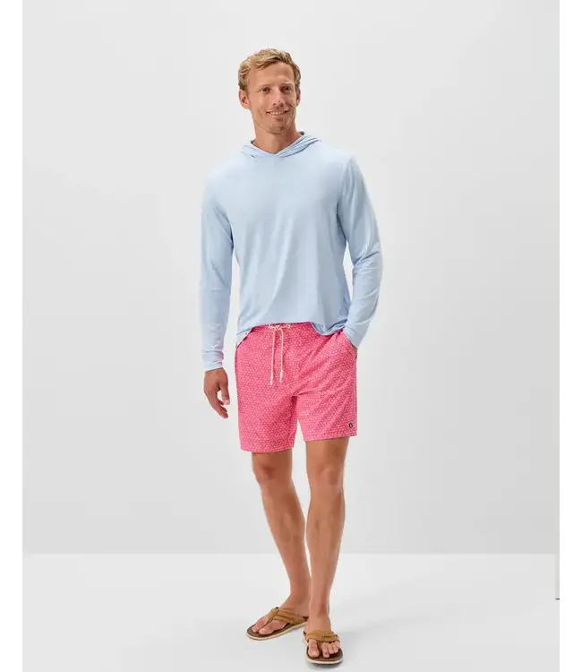 Dahlia Red Scallop Swim Trunks