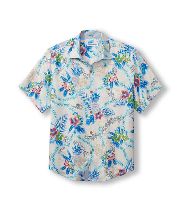 Classic Fit Tan Floral Lei In Paradise Shirt