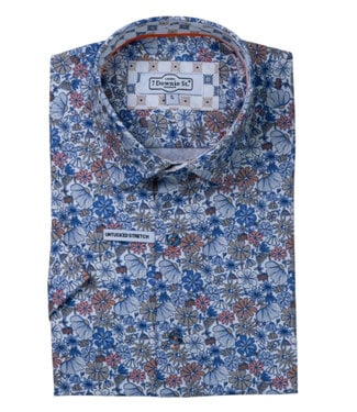 7 DOWNIE Modern Fit Blue Floral Print Shirt