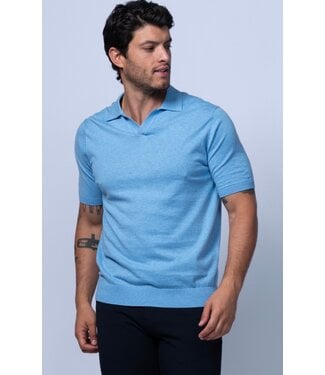7 DOWNIE Blue Johnnie Collar Verona Polo