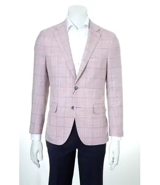PAUL BETENLY Modern Fit Pink Blue Check Sport Coat