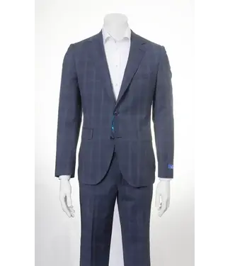 PAUL BETENLY Modern Fit Mid Blue Plaid Suit