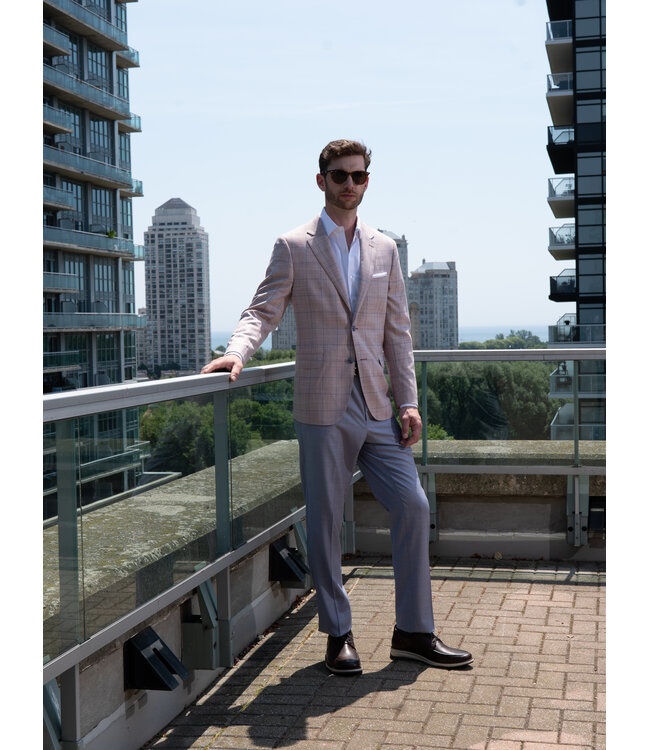 Modern Fit Pink Blue Check Sport Coat