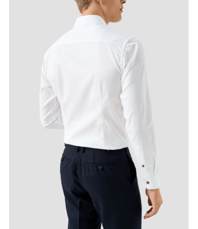Modern Fit White with Tan Button Shirt