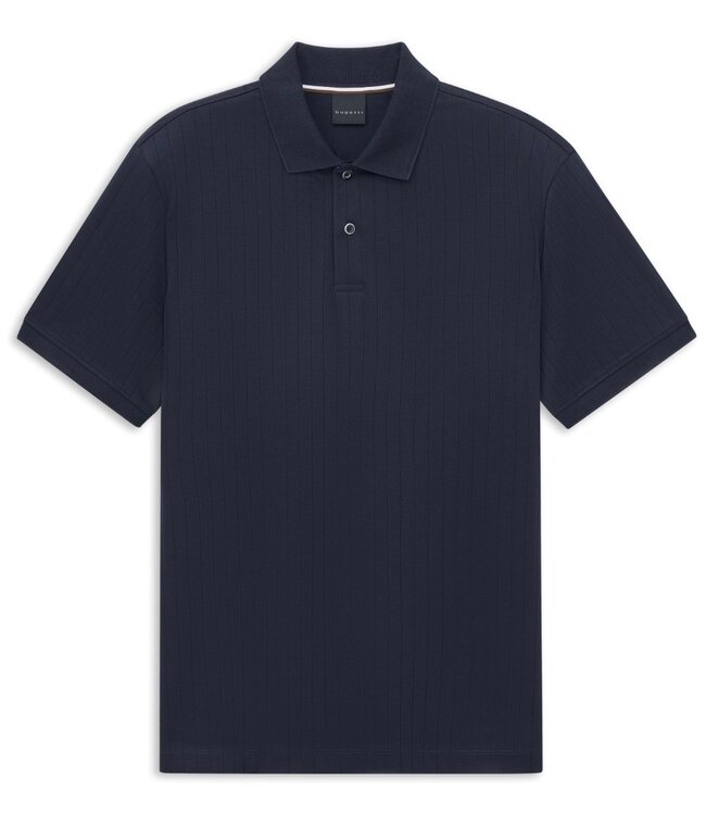 Navy Self Striped Polo