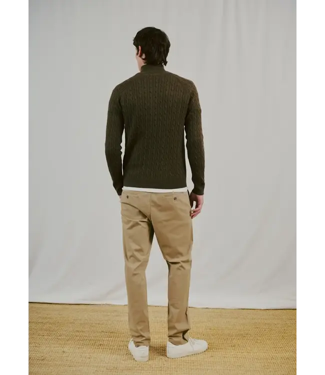 Brown Simbel Cable 1/4 Zip Sweater