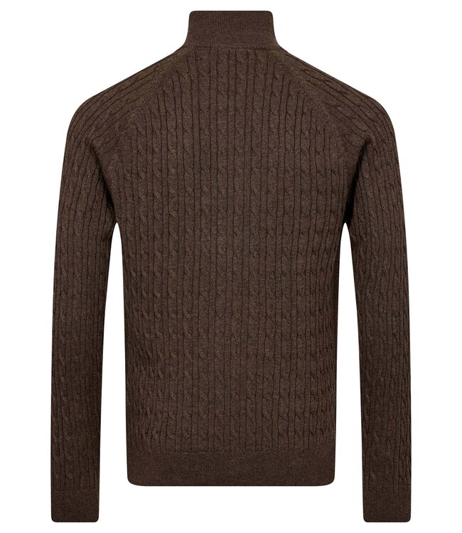 Brown Simbel Cable 1/4 Zip Sweater