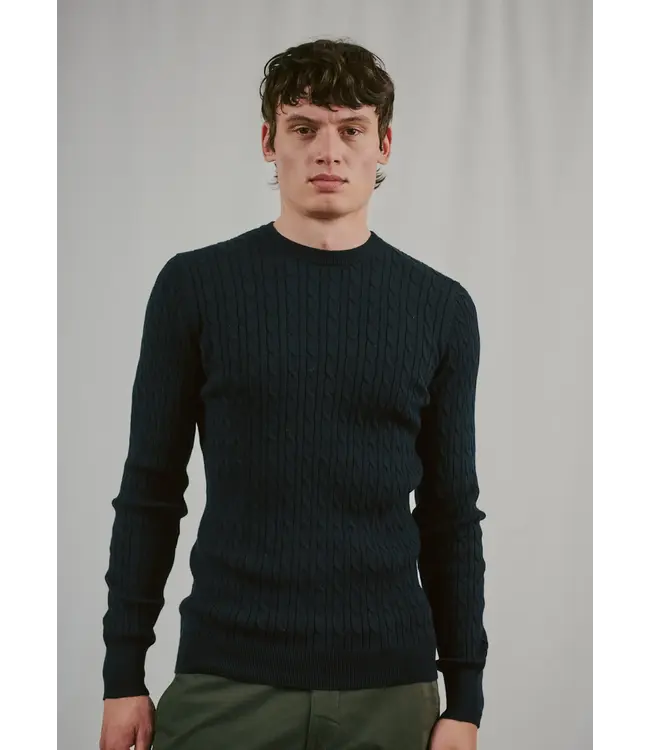 Navy Guizchou Cable Sweater