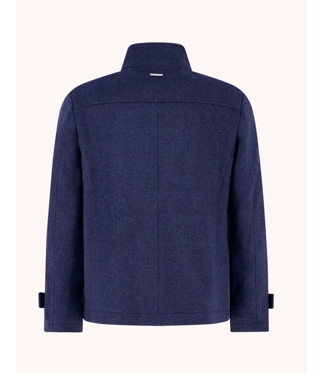 Slim Fit Navy Short Funnel Neck Coat