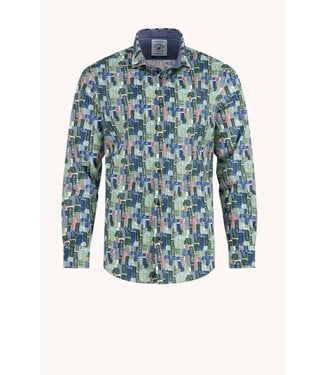 A FISH NAMED FRED Modern Fit Green Tokyo Signs Shirt