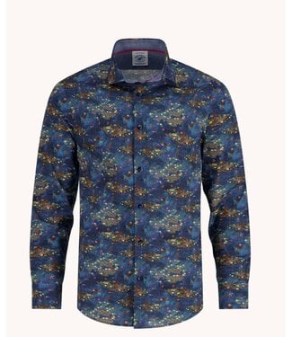 A FISH NAMED FRED Modern Fit Night Sky Blue Water Garden Shirt