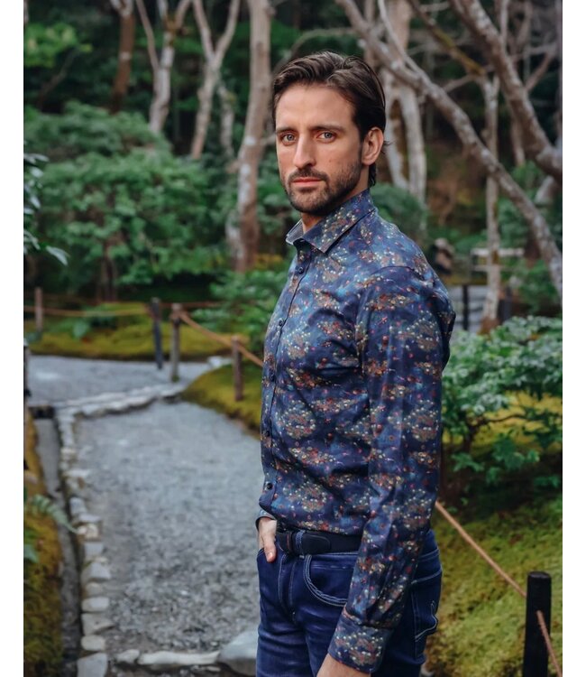 Modern Fit Night Sky Blue Water Garden Shirt