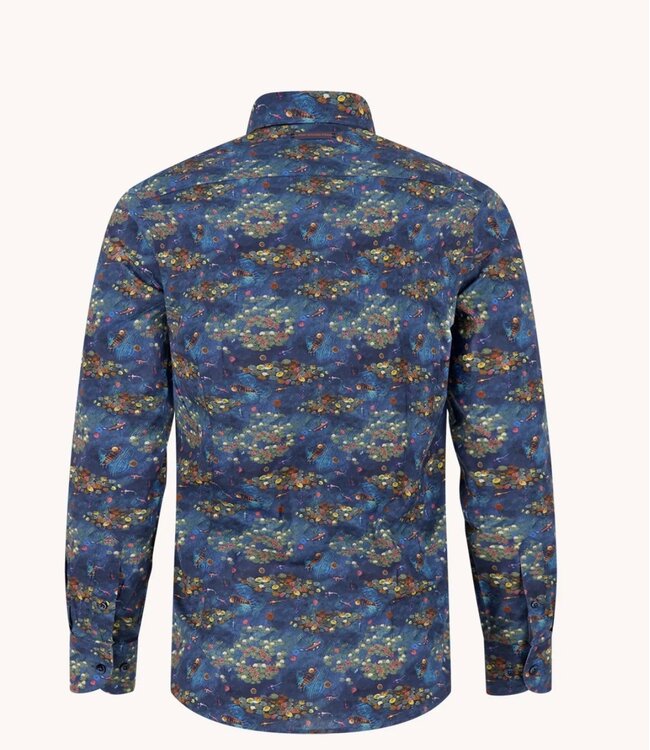 Modern Fit Night Sky Blue Water Garden Shirt