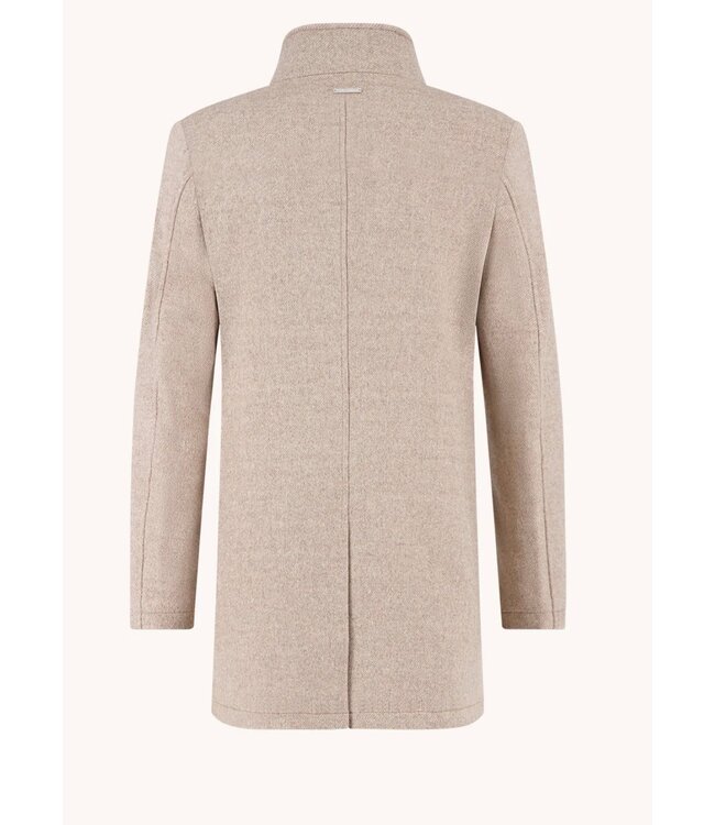 Slim Fit Sand Funnel Neck Coat