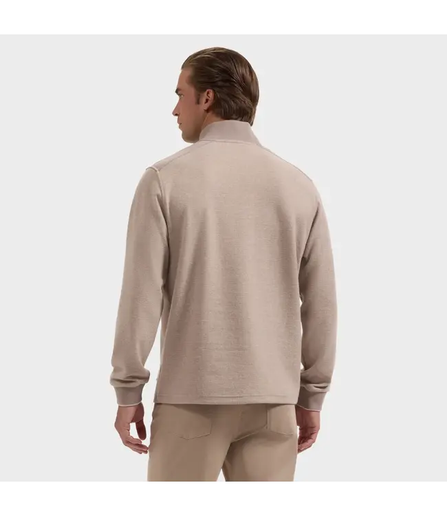 Walnut Herringbone 1/4 Zip with Tan Trim