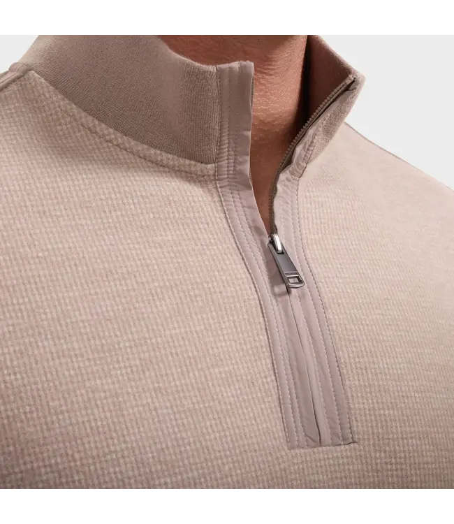 Walnut Herringbone 1/4 Zip with Tan Trim
