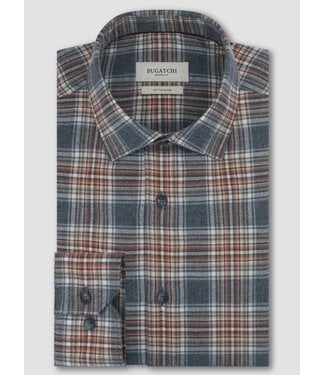 BUGATCHI Modern Fit Slate Orange Plaid Shirt