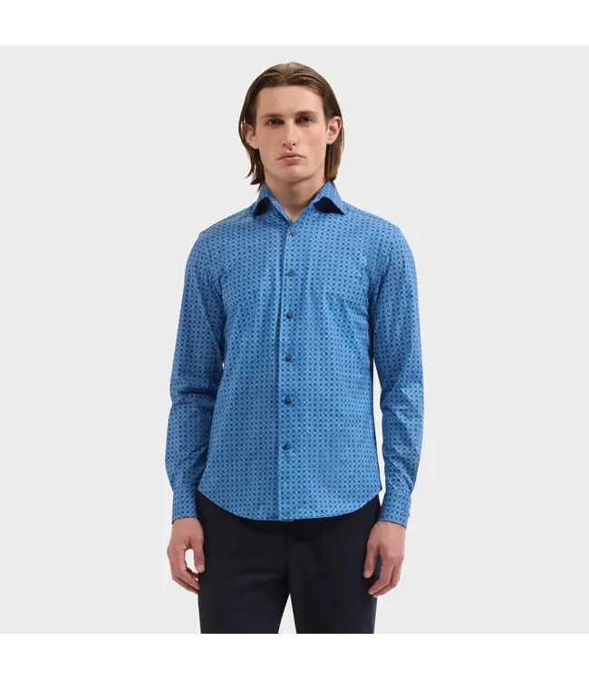 Modern Fit Marine Blue Check Shirt