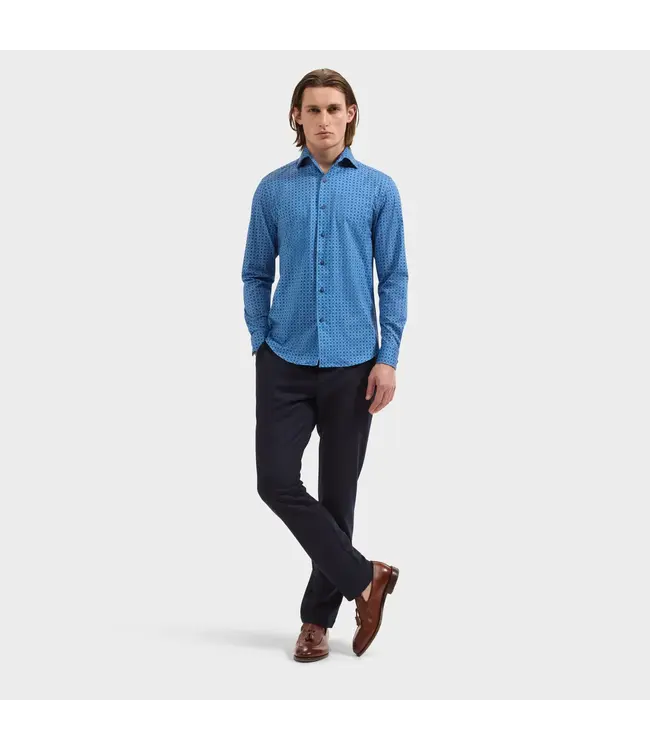 Modern Fit Marine Blue Check Shirt