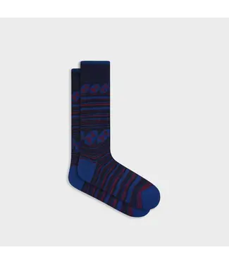 BUGATCHI Navy Red Striped Socks