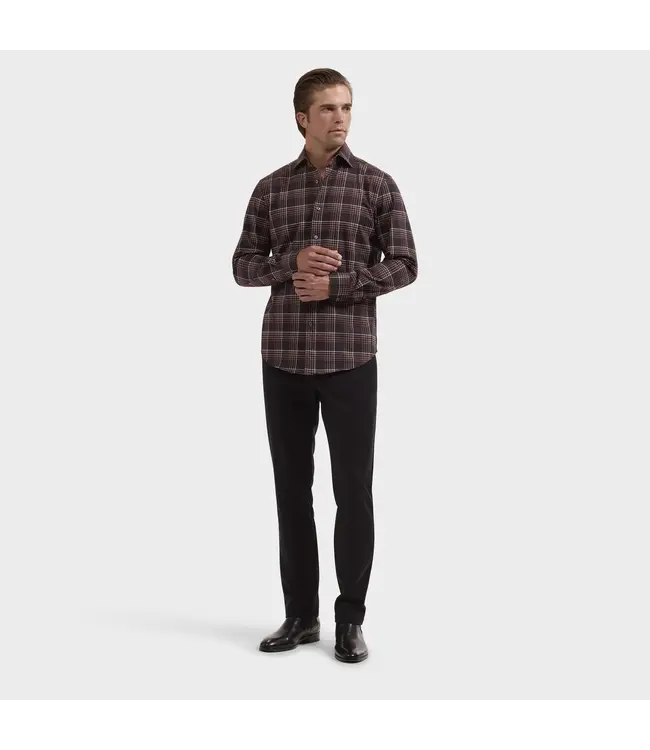 Modern Fit Burgundy Charcoal Plaid Shirt